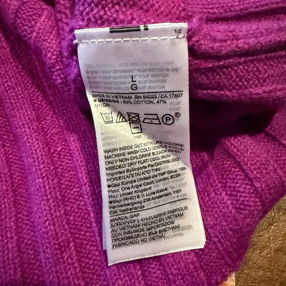NWT GAP Vibrant Purple Ribbed Mock Neck Like Sweater SZ L - Picture 2 of 11